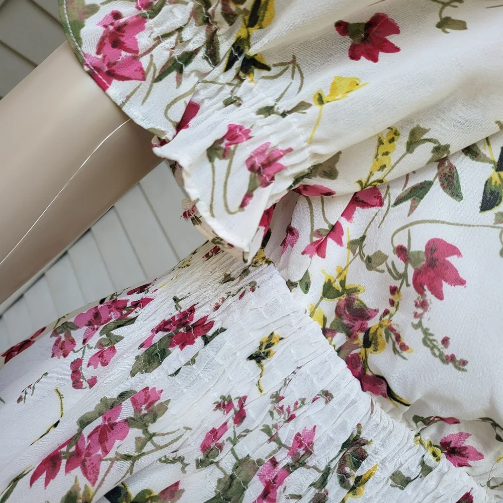 🔥SOLD🔥 🆕️🌺TAYLOR🌺 Women's Short Sleeve Floral Surplice Dress💃 - Picture 9 of 14